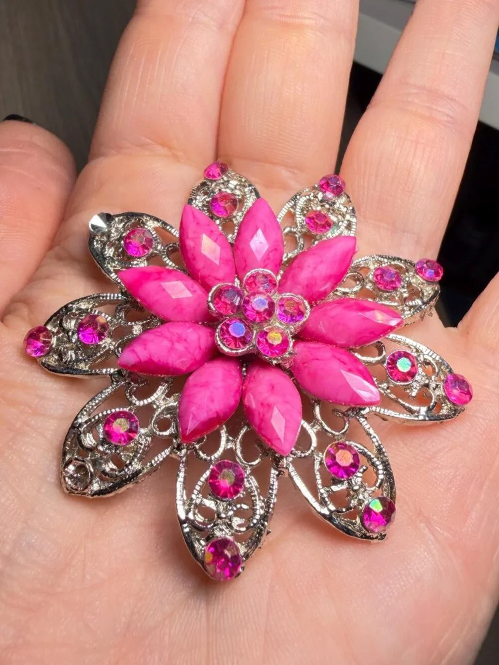 Vintage Rhinestone Flower Brooch Repair Lot Set of 3 Upcycle Craft Jewelry